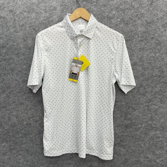 Greg Norman ML75 Play Dry Polo Men's Golf Polo Shirt, White Pattern, Size S, NEW - Picture 1 of 13